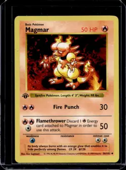 1999 Pokemon 1st Edition Magmar Shadowless #36/102 - Image 1