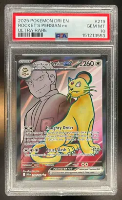 Team Rocket's Persian ex 2025 Pokemon Destined Rivals #219/182 PSA 10 - Image 1
