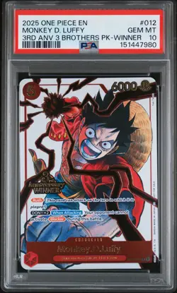 2025 ONE PIECE 3RD ANNIVERSARY TOURNAMENT 3 BROTHERS PACK MONKEY D. LUFFY PSA 10 - Image 1