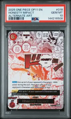 2025 One Piece OP11 EN Honesty Impact Alternate Art #018 PSA 10 GEM MINT - Image 1