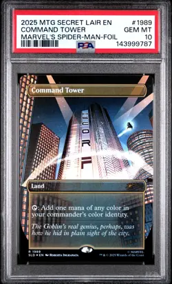 PSA 10 2025 MTG SECRET LAIR DROP 1989 COMMAND TOWER MARVEL'S SPIDER-MAN FOIL - Image 1