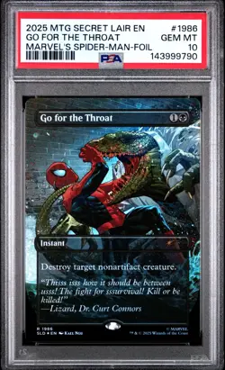 PSA 10 2025 MTG SECRET LAIR DROP 1986 GO FOR THE THROAT MARVEL'S SPIDER-MAN FOIL - Image 1