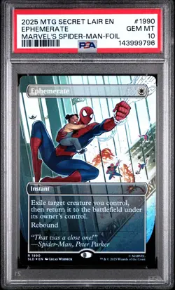 PSA 10 2025 MTG SECRET LAIR DROP 1990 EPHEMERATE MARVEL'S SPIDER-MAN FOIL - Image 1