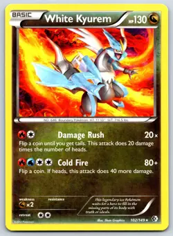White Kyurem - BW Boundaries Crossed 102/149 Rare Black White Pokemon Card NM - Image 1