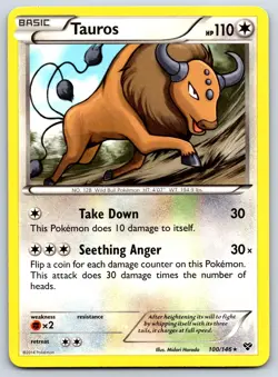 Tauros - XY Base Set 100/146 Rare Midori Harada 151 Pokemon Card LP - Image 1