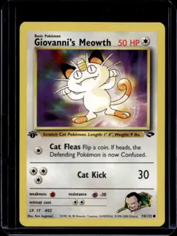2000 Pokemon Gym Challenge 1st Edition Giovanni's Meowth #74/132 - Image 1