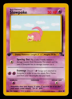 Pokemon Slowpoke 1st Edition Fossil #55/62 LP - Image 1