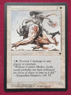 Magic The Gathering FALLEN EMPIRES COMBAT MEDIC MADDOCKS white card MTG - Image 1
