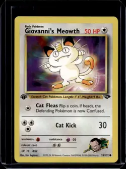 2000 Pokemon Gym Challenge 1st Edition Giovanni's Meowth #74/132 - Image 1