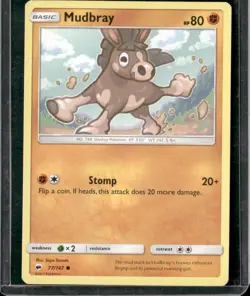 2017 Pokemon Card Burning Shadows Mudbray 77/147 - Image 1