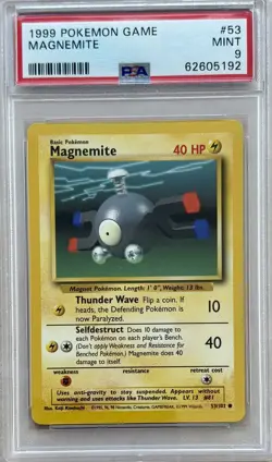 1999 POKEMON BASE SET UNLIMITED #53 MAGNEMITE PSA 9 - Image 1