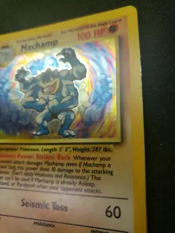 Vintage 1999 1st Edition Holo Rare Basic Pokemon Card 8/102 Machamp Never Played - Image 4