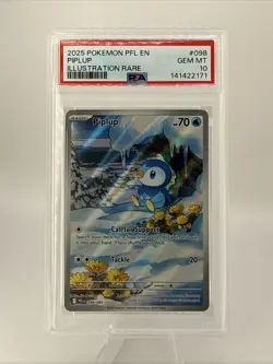 Pokemon TCG: Piplup 098/094 (PFL 2025) PSA 10 - Illustration Rare - Image 1
