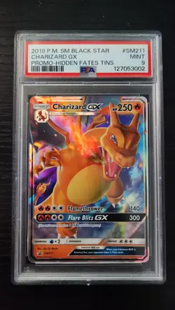 2019 Pokemon Hidden Fates Charizard GX Black Star Promo #SM211 PSA 9 - Image 1