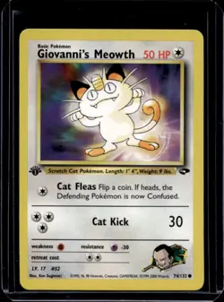 2000 Pokemon Gym Challenge 1st Edition Giovanni's Meowth #74/132 - Image 1