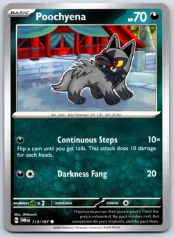 Poochyena/Mightyena - Twilight Masquerade TWM kawayoo Pokemon TCG Card NM - Image 2
