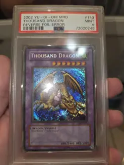 YUGIOH PSA 9 2002 Thousand Dragon Reverse Foil Error MRD-143 Secret Rare - Image 1