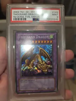 YUGIOH PSA 9 2002 Thousand Dragon Reverse Foil Error MRD-143 Secret Rare - Image 3
