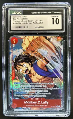 2026 One Piece Monkey D. Luffy The Azure Sea's Seven SR Alt Art #OP14-013 CGC 10 - Image 1