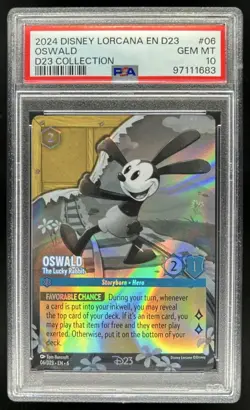 2024 Disney Lorcana Azurite Sea Oswald - The Lucky Rabbit Promos #06/D23 PSA 10 - Image 1