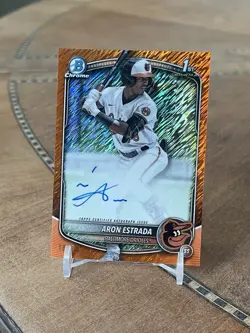 2025 Bowman - Chrome Prospect Autographs Aron Estrada Orange Shimmer 18/25 🔥🔥 - Image 1