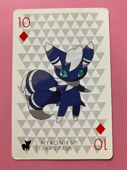 Pokemon X Nintendo Playing Card MEOWSTIC 10 of Diamonds Card 2013 Japanese - Image 2