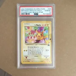 Pokemon Birthday Pikachu 24/53 Celebrations Classic Coll. Holo Black Star PSA 10 - Image 1