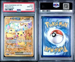 2024 POKEMON SSP EN-SURGING SPARKS HYPER RARE #247 PIKACHU EX PSA 10 - Image 3