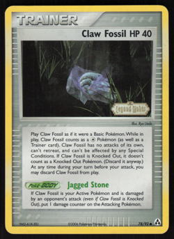 Pokemon TCG - Legend Maker - Claw Fossil 78/92 Reverse Holo - P - Image 1