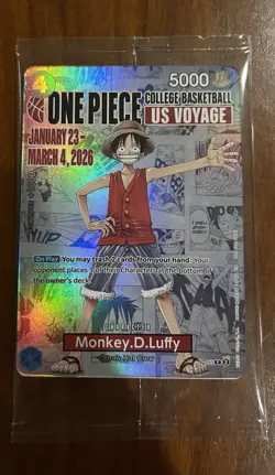 One Piece Monkey.D.Luffy College Basketball US Voyage Card SEALED - Image 1