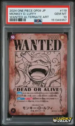 PSA 10 2024 One Piece OP09 Japanese Wanted Alternate Art #119 Monkey D Luffy - Image 1