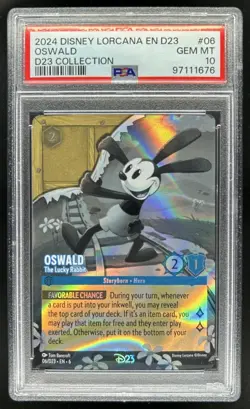 2024 Disney Lorcana Azurite Sea Oswald - The Lucky Rabbit Promos #06/D23 PSA 10 - Image 1