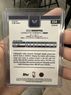 2025-26 Topps Chrome Kon Knueppel #254 Refractor (RC) Hornets - Image 3