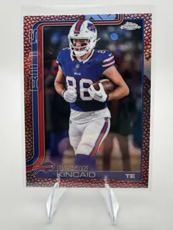 2025 Topps Chrome Football Dawson Knox Leather Refractor - Buffalo Bills - Image 1