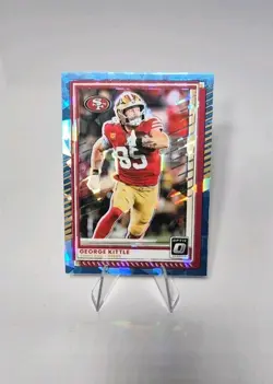 George Kittle Blue Cracked Ice 1/15 First On Print 2025 Optic Prizm SSP 49ers - Image 2