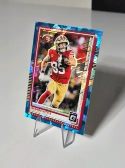 George Kittle Blue Cracked Ice 1/15 First On Print 2025 Optic Prizm SSP 49ers - Image 3