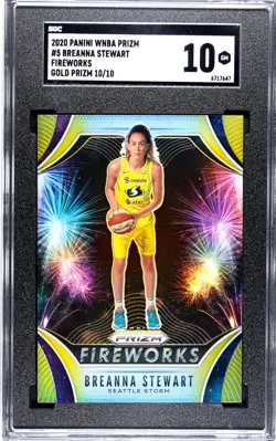 2020 Panini Prizm WNBA Breanna Stewart Fireworks #5 Gold /10 SGC 10 Gem Mint - Image 1
