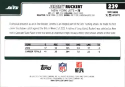 2025 Topps Chrome Jeremy Ruckert Red White and Blue Refractor #239 New York Jets - Image 2