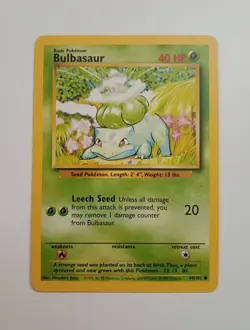 Bulbasaur 44/102 Base Set Unlimited Vintage WOTC Pokemon Card NM-/LP+ - Image 1