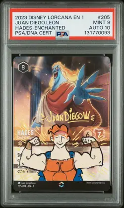 2023 DISNEY LORCANA JUAN DIEGO LEON 205/204 HADES ENCHANTED PSA 9 AUTO 10 - Image 1