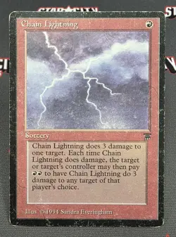 MTG Chain Lightning- DAMAGED -Legends Magic the Gathering Card #137 - Image 1