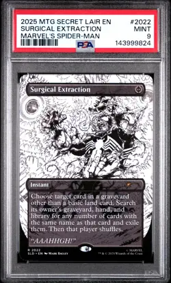 PSA 9 2025 MTG SECRET LAIR 2022 SURGICAL EXTRACTION MARVEL'S SPIDER-MAN NON FOIL - Image 1
