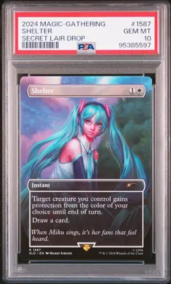2024 MTG SECRET LAIR DROP HATSUNE MIKU: SAKURA SUPERSTAR #1587 SHELTER PSA 10 - Image 1