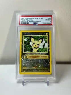 PICHU #35 (SWIRL) BLACK STAR PROMO REVERSE HOLO POKEMON LEAGUE PSA 8 - Image 1