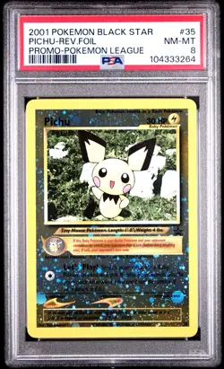 PICHU #35 (SWIRL) BLACK STAR PROMO REVERSE HOLO POKEMON LEAGUE PSA 8 - Image 3