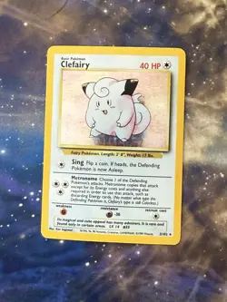 Pokemon CLEFAIRY 005/102 Holo Rare Pokemon Base Set 1999 Holographic WOTC Card - Image 1