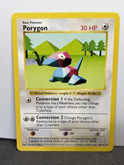 Porygon - SHADOWLESS - 39/102 Pokemon TCG Card Vintage 1999 WOTC Base Set - LP - Image 1