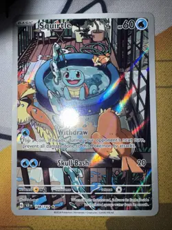 Pokemon TCG Squirtle Stellar Crown Illustration Card 148/142 Near Mint Condition - Image 1
