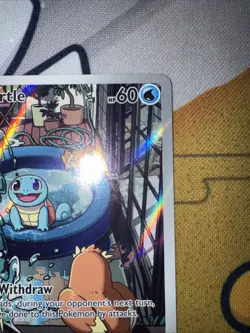Pokemon TCG Squirtle Stellar Crown Illustration Card 148/142 Near Mint Condition - Image 3