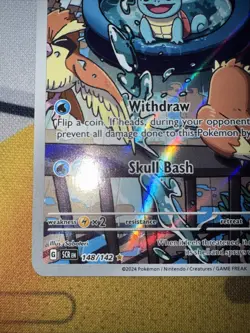 Pokemon TCG Squirtle Stellar Crown Illustration Card 148/142 Near Mint Condition - Image 5